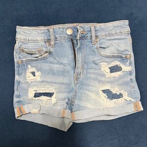Aeropostale Distressed Light Blue Denim Shorts